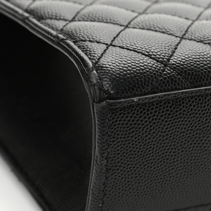 Saint Laurent Grain De Poudre Textured Mixed Matelasse Large Triquilt Monogram Monochrome Satchel Black 14 of 14