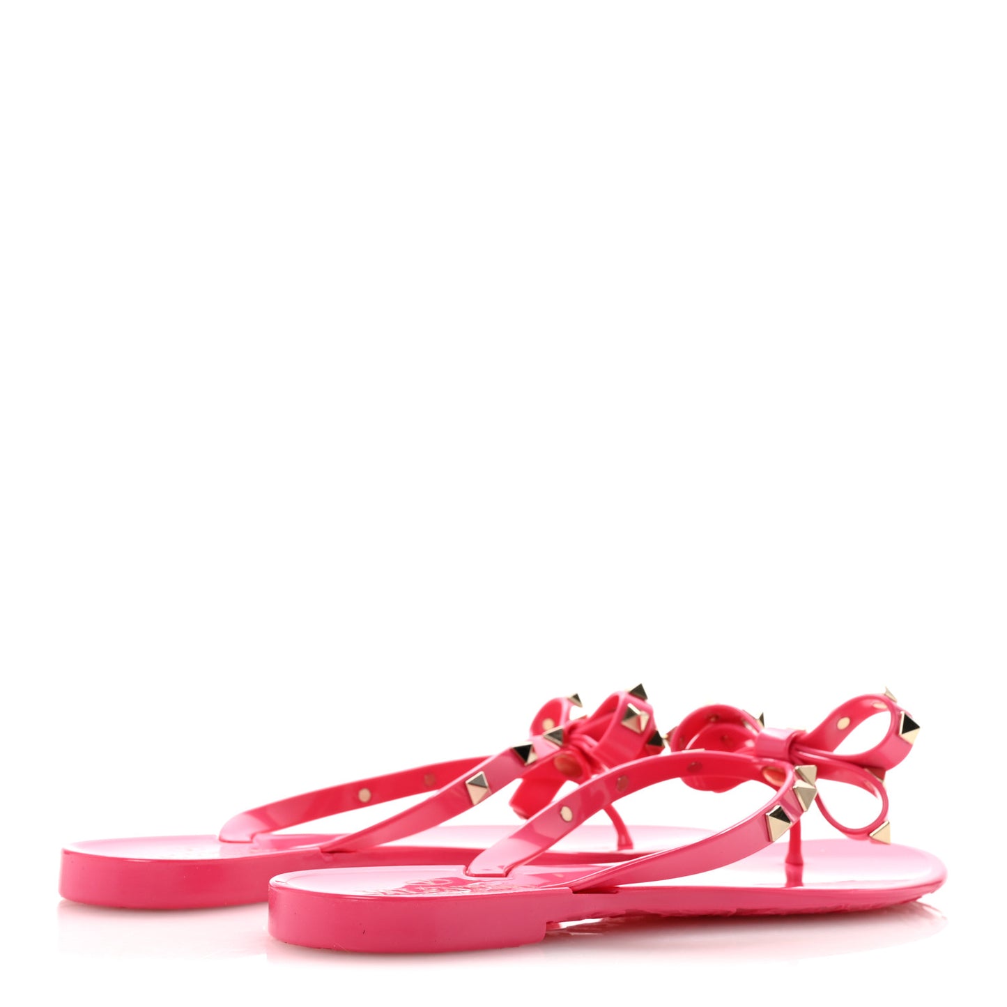 PVC Jelly Rockstud Bow Thong Sandals 38 Shadow Pink