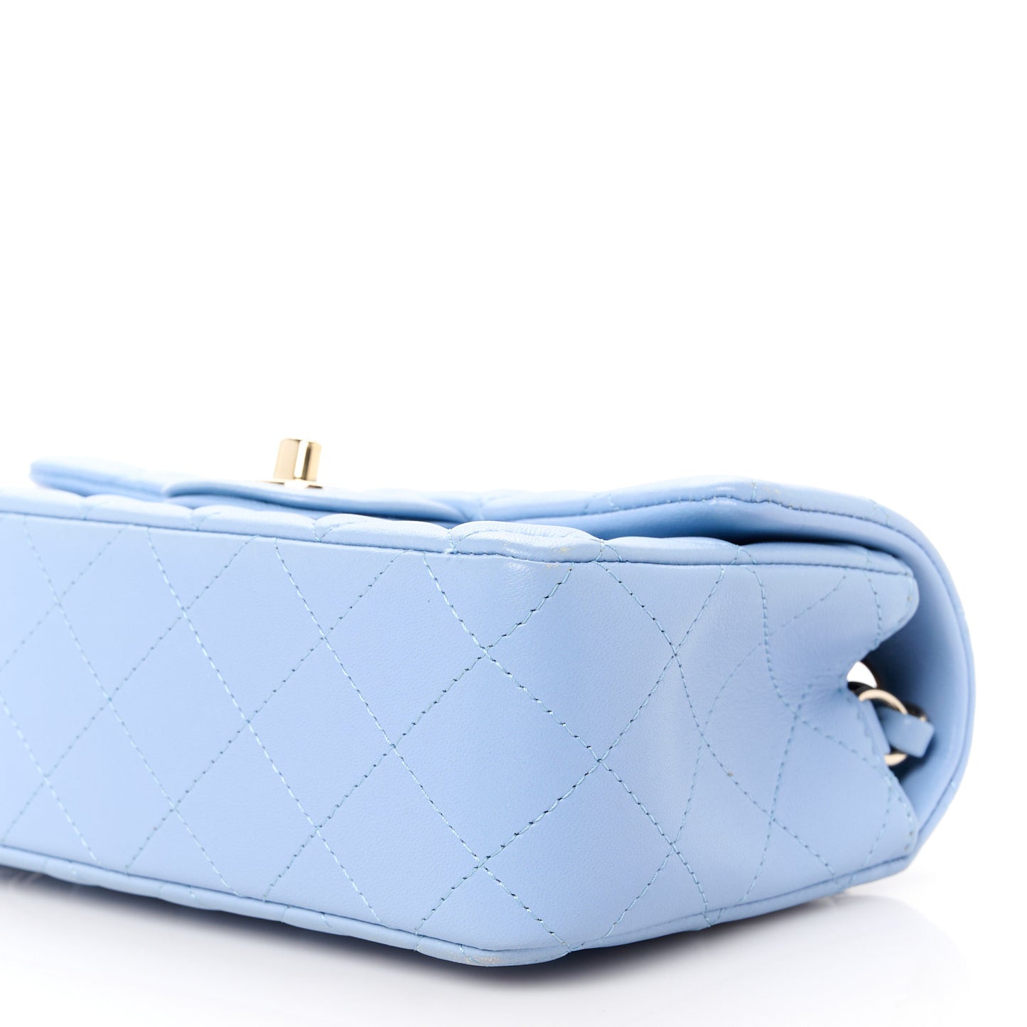 Lambskin Quilted Mini Rectangular Flap Light Blue