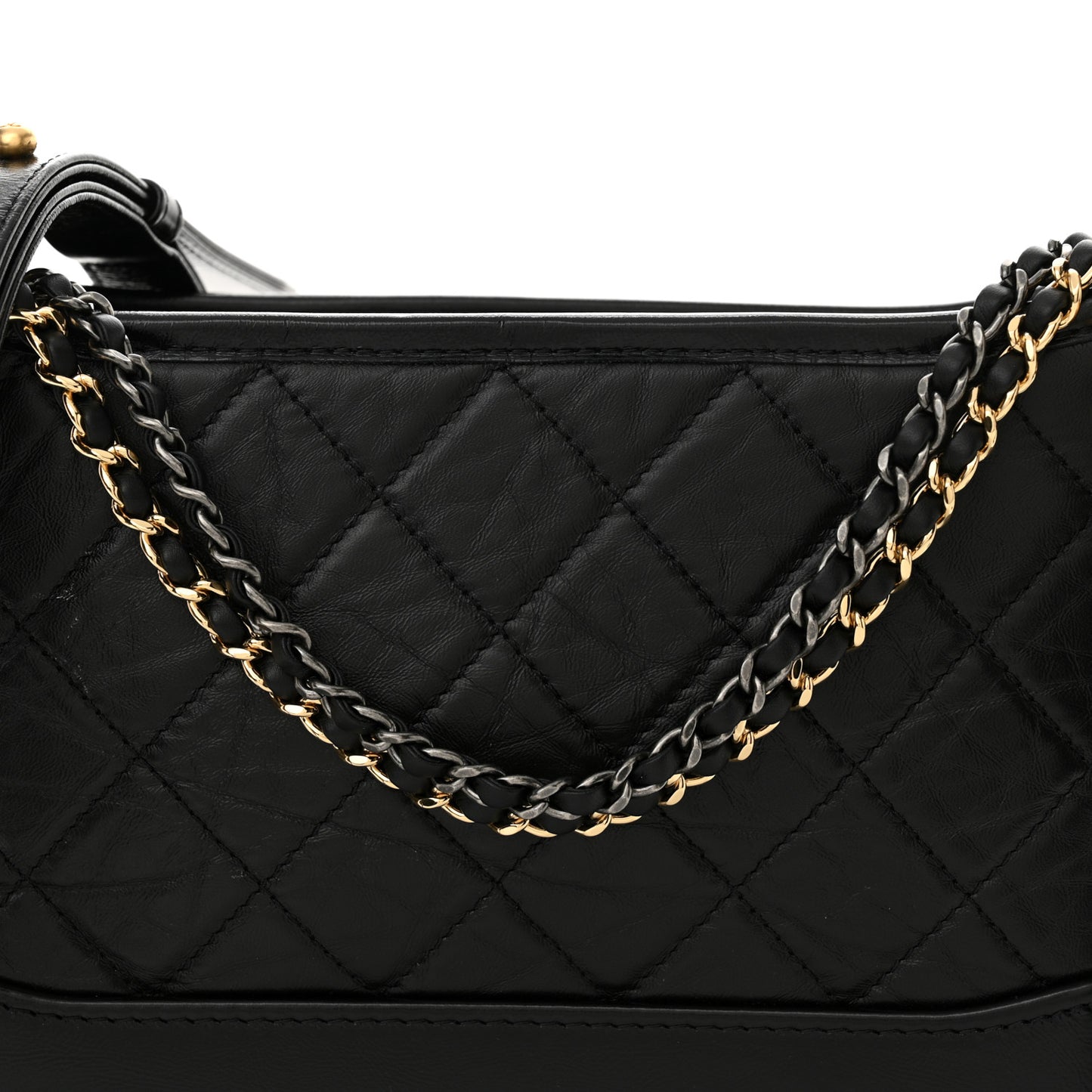 Aged Calfskin Quilted New Medium Gabrielle Hobo Black