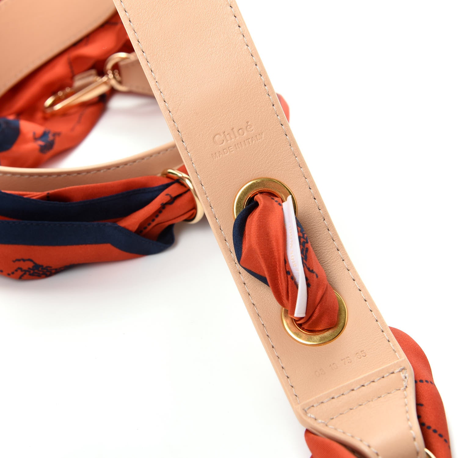 Chloe Calfskin Silk Little Horses Scarf Strap Earthy Red 4 of 6