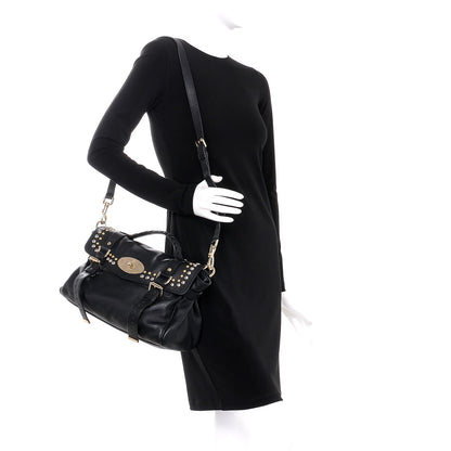 Mulberry Soft Small Grain Calfskin Alexa Rivet Satchel Black 2 of 9