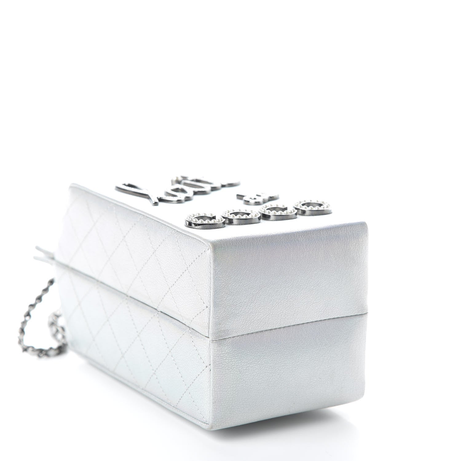 Chanel Metallic Goatskin Lait de Coco Milk Carton Bag Silver 4 of 10