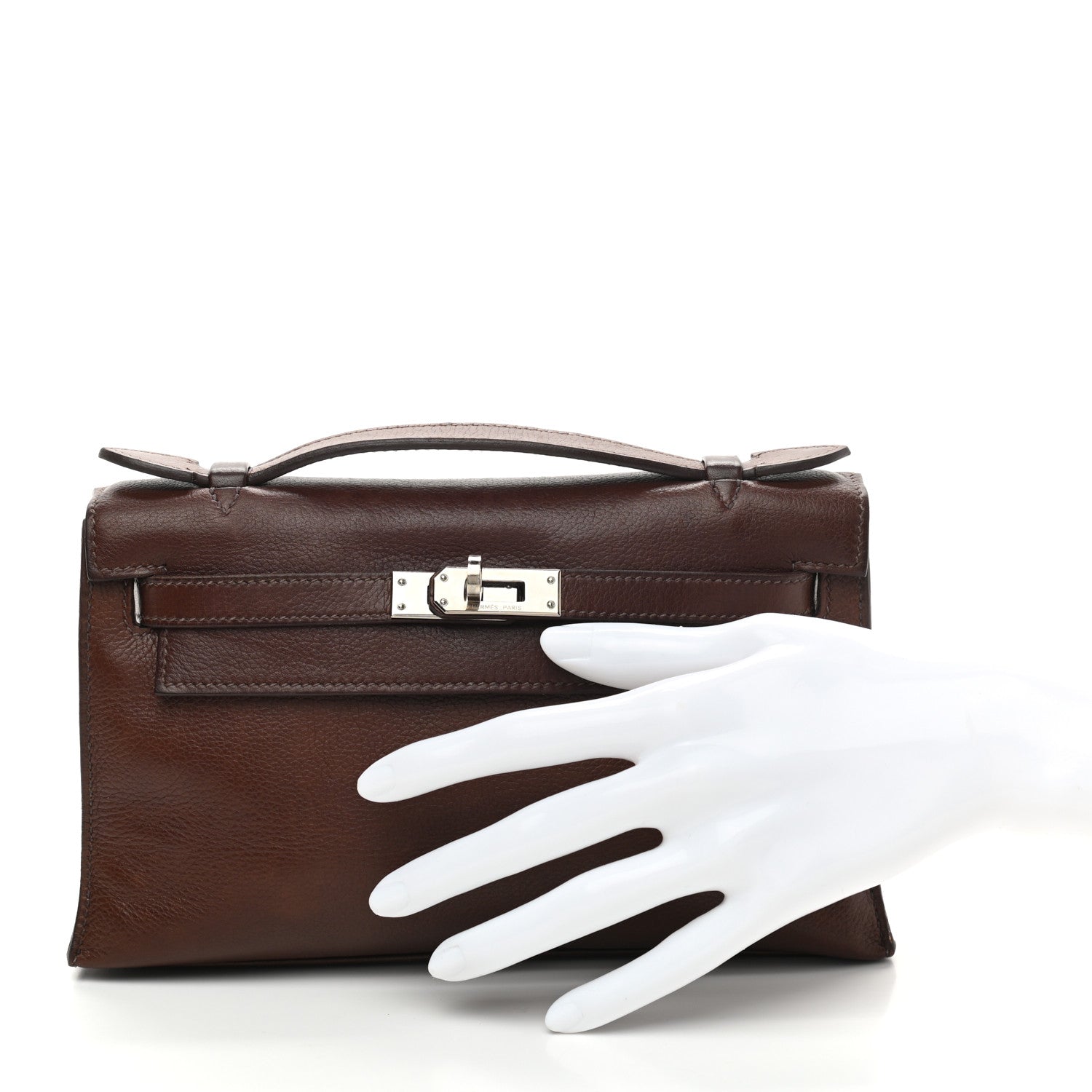 Hermes Evergrain Kelly Pochette Clutch Havane 2 of 9