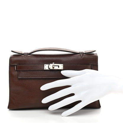 Hermes Evergrain Kelly Pochette Clutch Havane 2 of 9