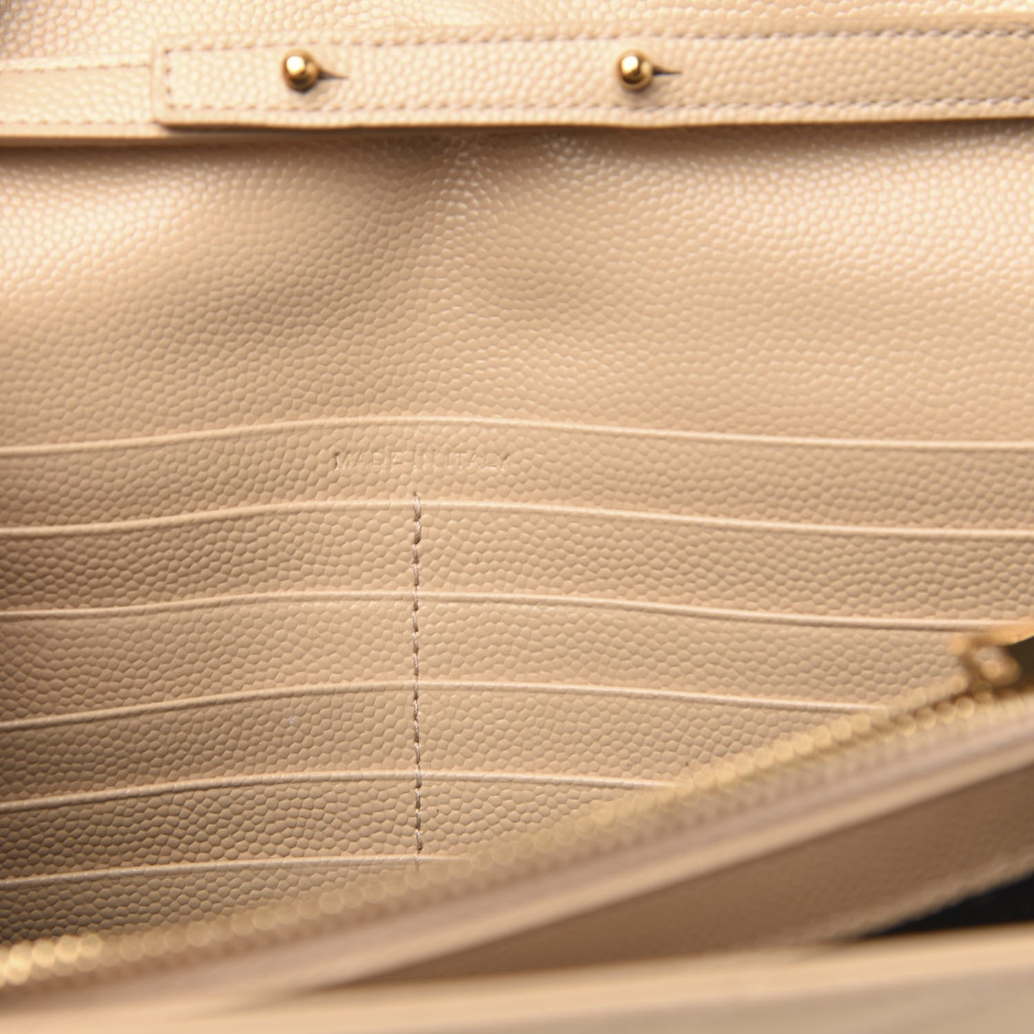 Saint Laurent Grain De Poudre Matelasse Chevron Monogram Chain Wallet Nude Powder 7 of 9