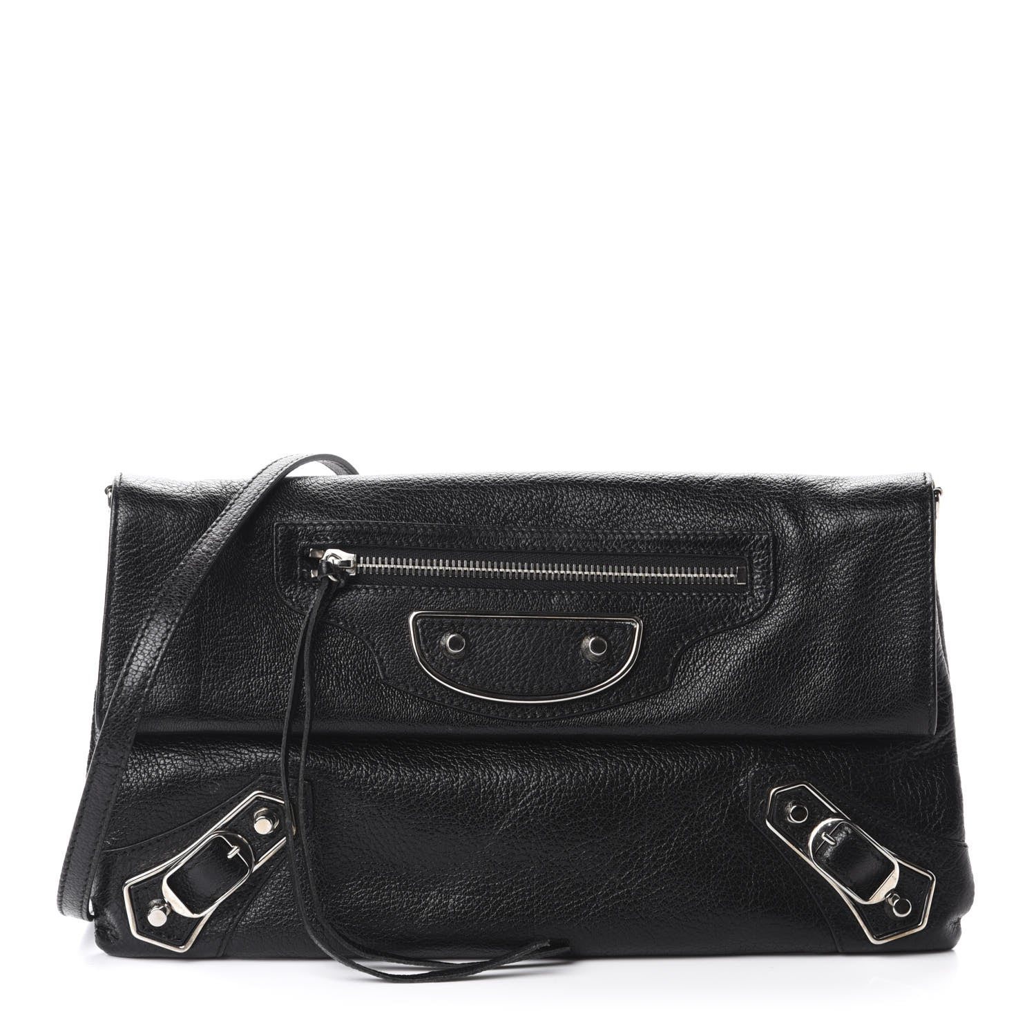 Balenciaga Chevre Silver Metallic Edge Hardware Envelope Clutch Black 1 of 10