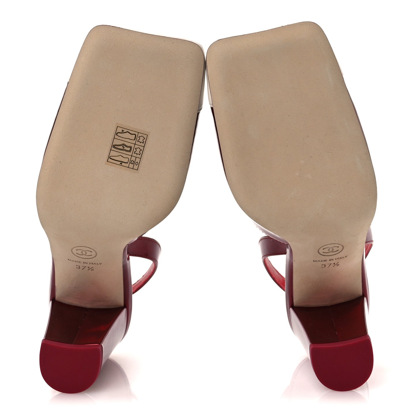 Laminated Calfskin Lambskin Cap Toe CC Slingback Pumps 37.5 Red Ivory