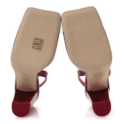 Chanel Laminated Calfskin Lambskin Cap Toe CC Slingback Pumps 37.5 Red Ivory 7 of 11