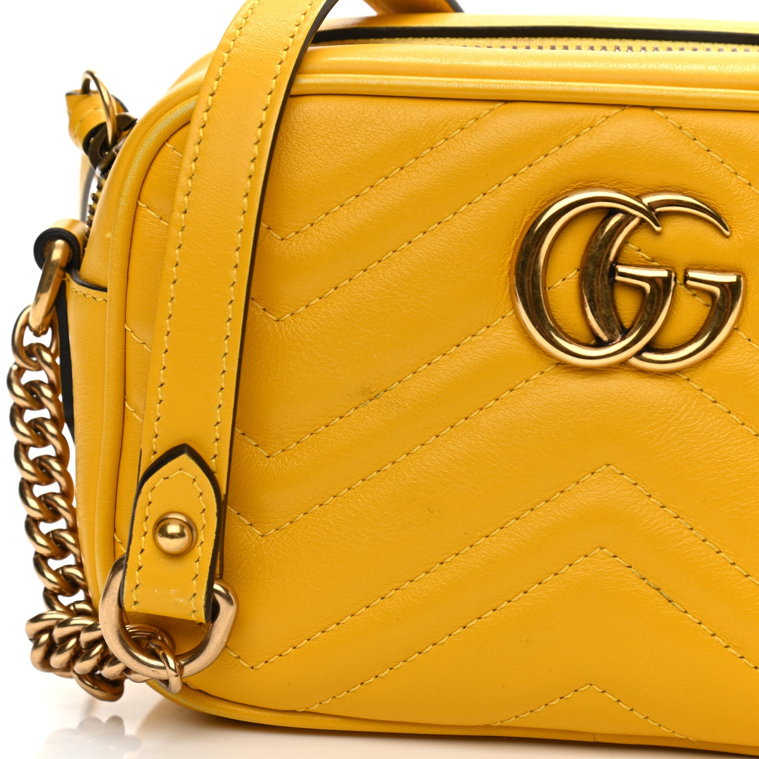 Gucci Calfskin Matelasse Mini GG Marmont Chain Shoulder Bag Stone Topaz 16 of 16
