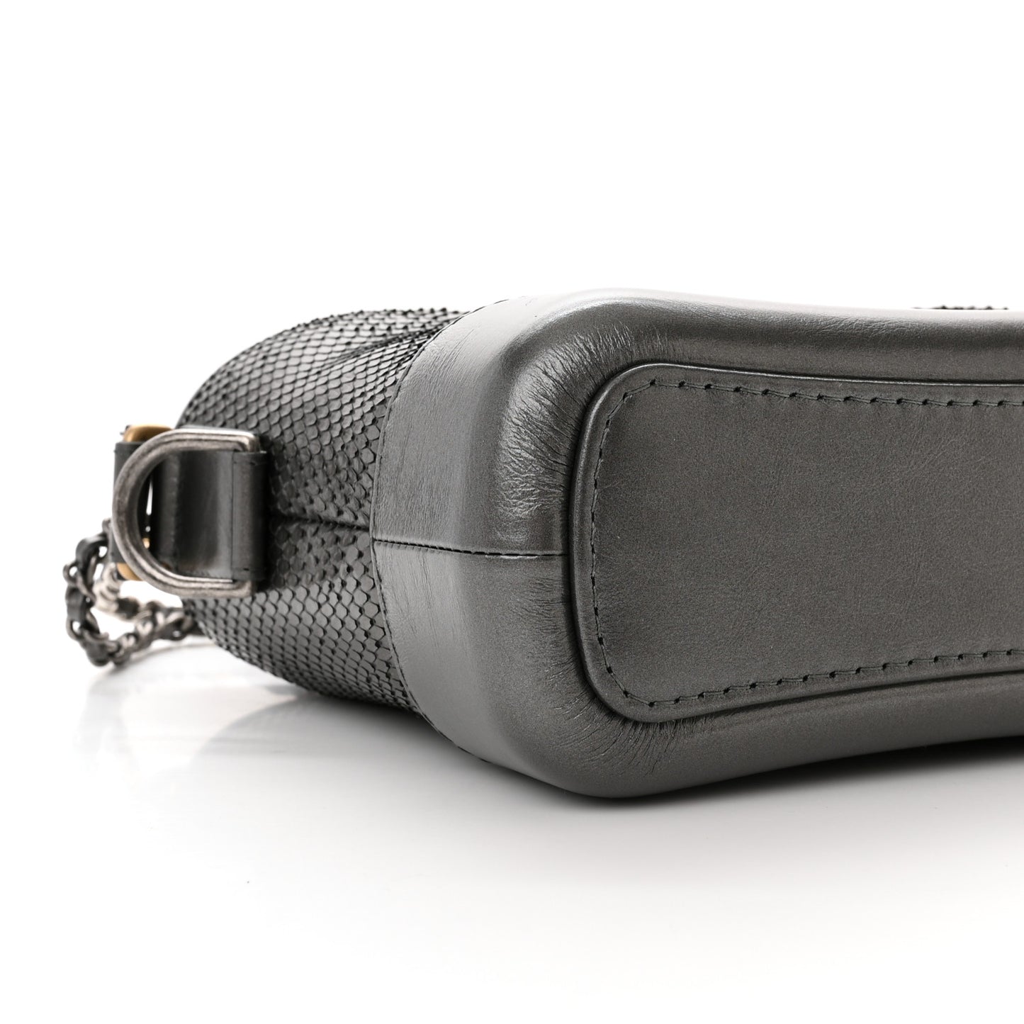 Metallic Snakeskin Small Gabrielle Hobo Pewter