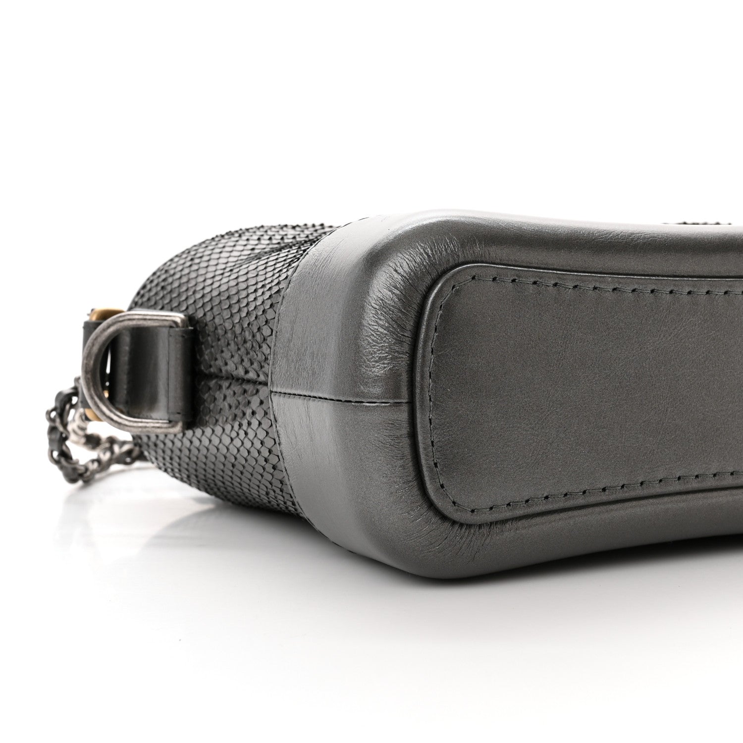 Chanel Metallic Snakeskin Small Gabrielle Hobo Pewter 9 of 12