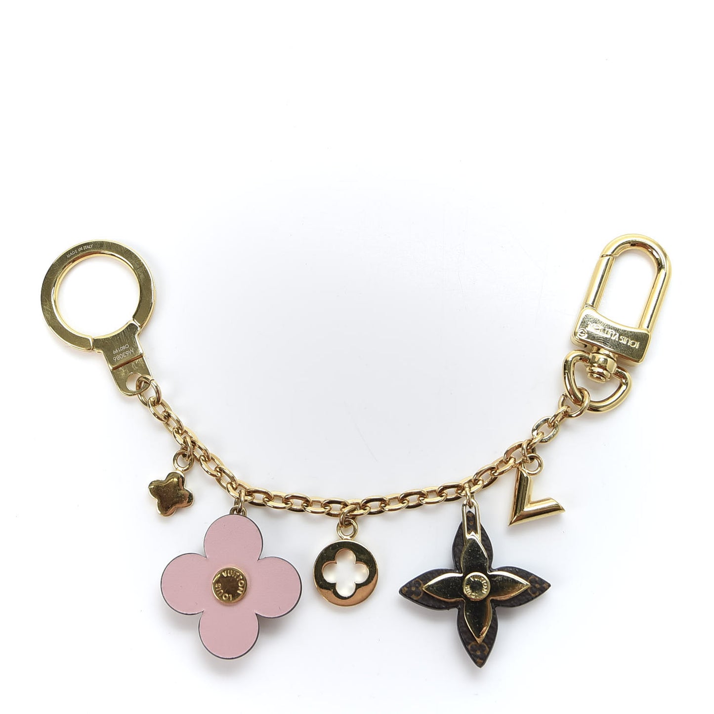 Brass Monogram Blooming Flowers Bag Charm Key Holder Rose Ballerine