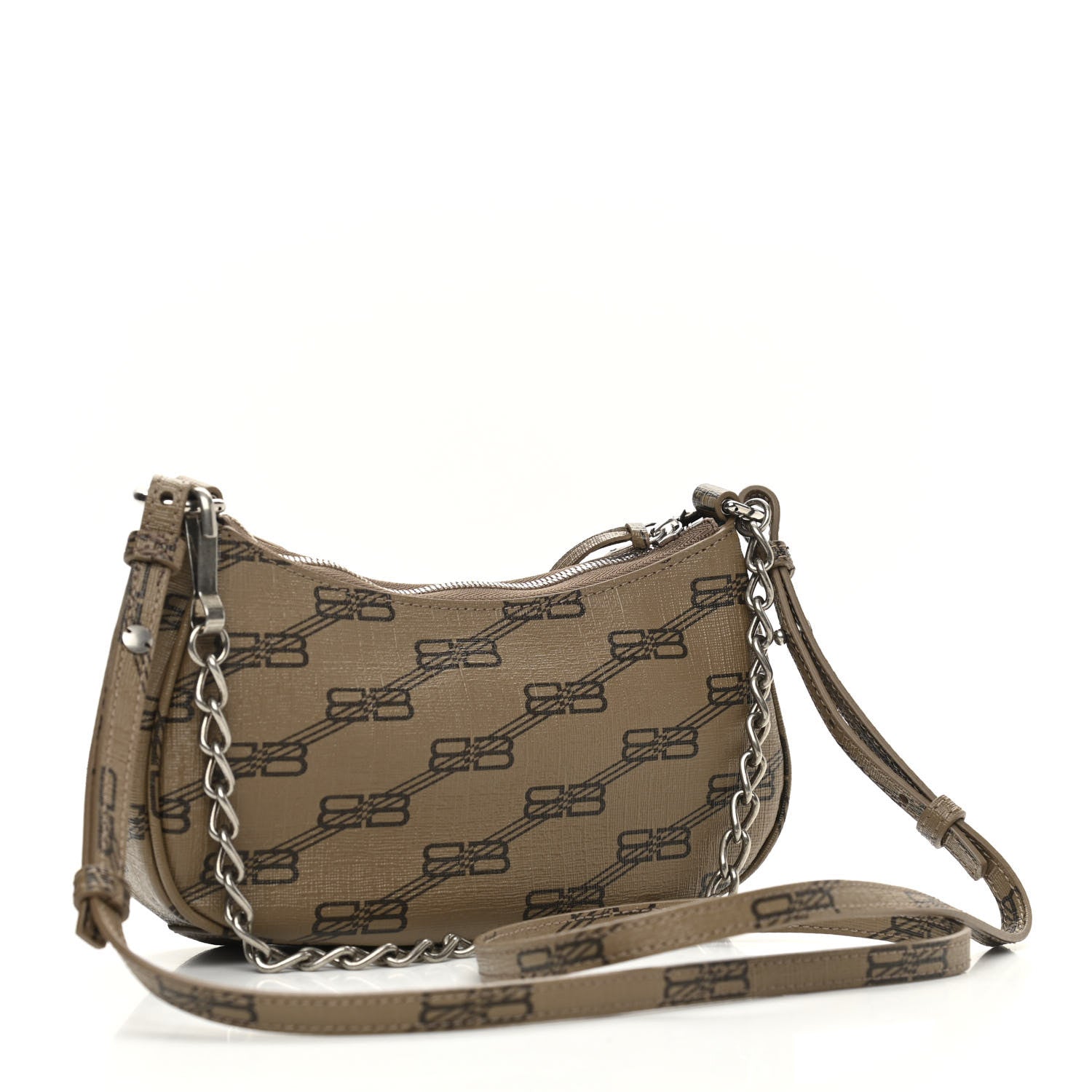 Balenciaga Coated Canvas BB Monogram Le Cagole Mini Purse With Chain Beige Brown 3 of 10