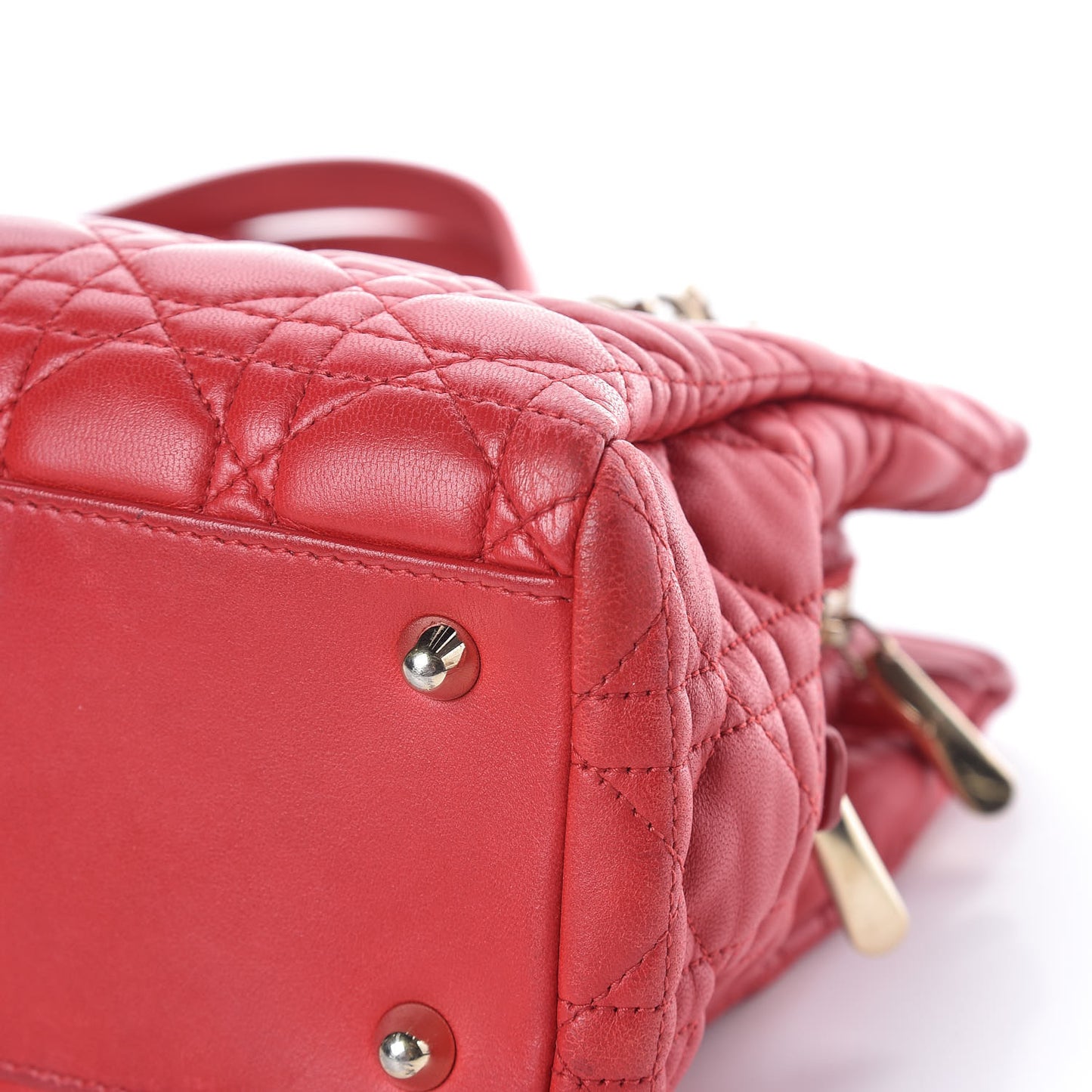Lambskin Cannage Small Dior Soft Zipped Shopping Tote Red