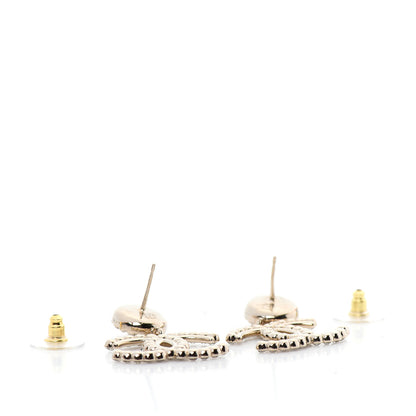 Chanel Crystal Pearl Bow-tiful CC Drop Earrings Gold 3 of 6
