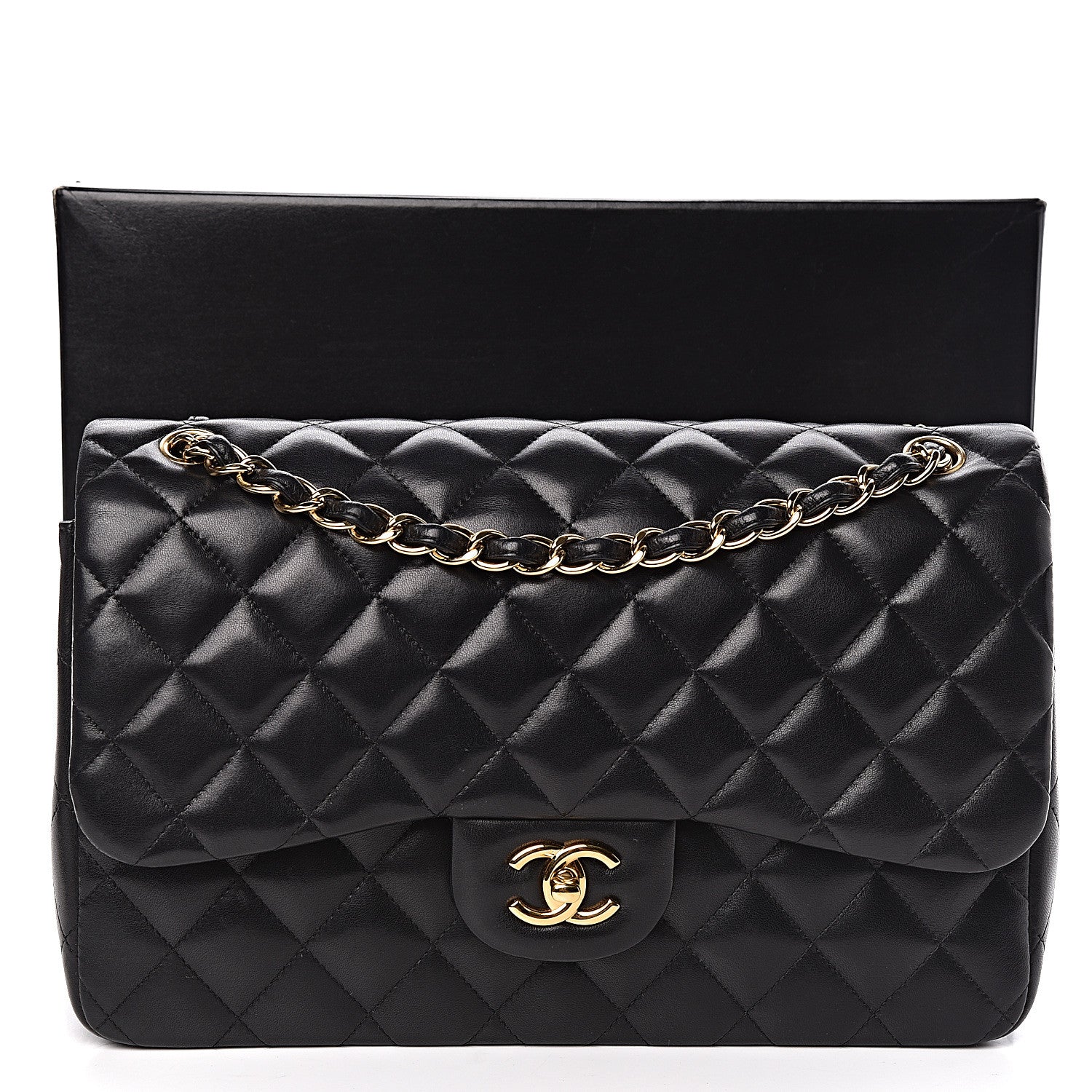 Chanel Lambskin Quilted Jumbo Double Flap Black 13 of 13