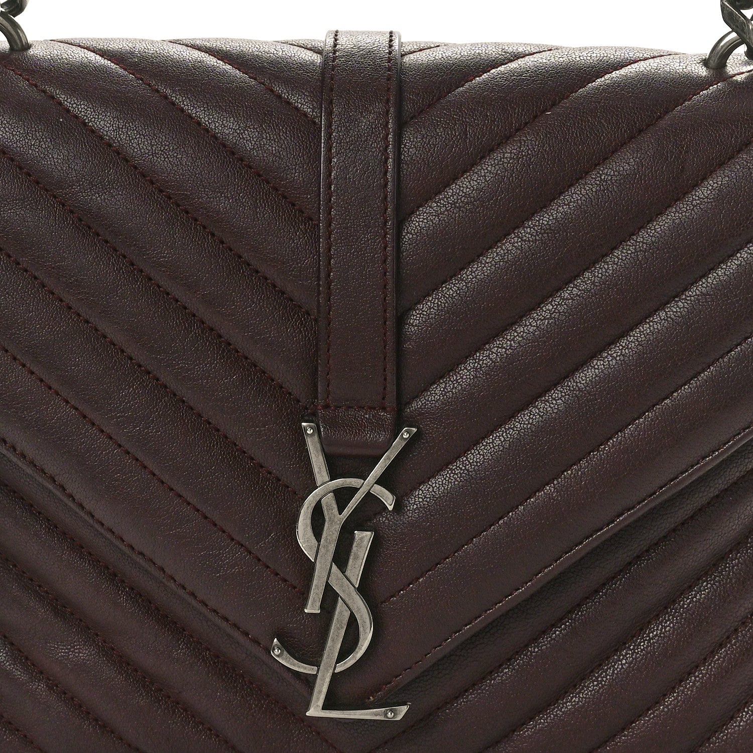 Saint Laurent Sheepskin Matelasse Chevron Monogram Medium College Bag Rouge Legion 9 of 11