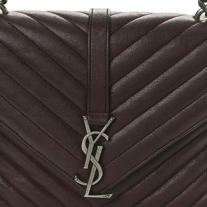 Saint Laurent Sheepskin Matelasse Chevron Monogram Medium College Bag Rouge Legion 9 of 11
