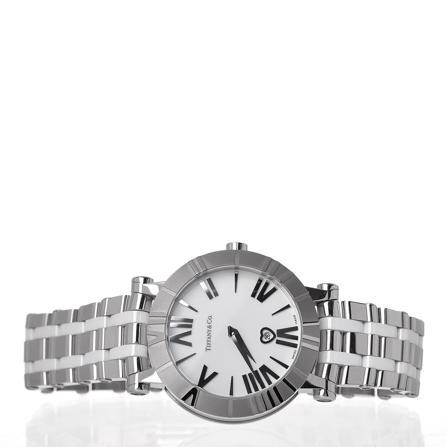 Tiffany Stainless Steel Ceramic 36mm Atlas Quartz Watch 3 of 8