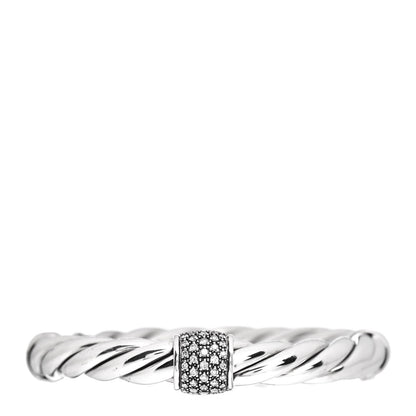 David Yurman Sterling Silver Diamond 10mm Metro Cable Station Bangle Bracelet 1 of 4