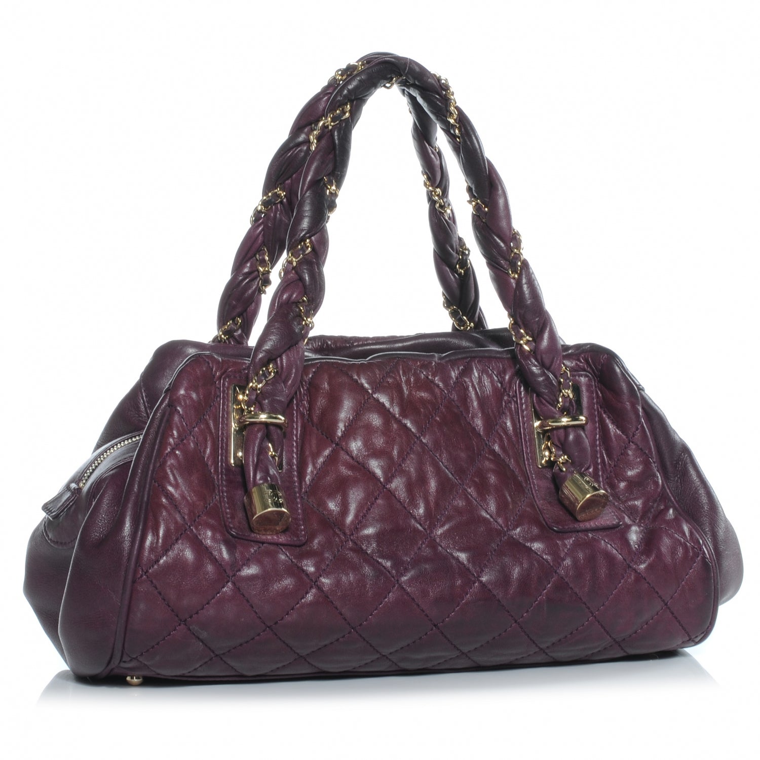 Chanel Distressed Lambskin Lady Braid Bowler Purple 3 of 7