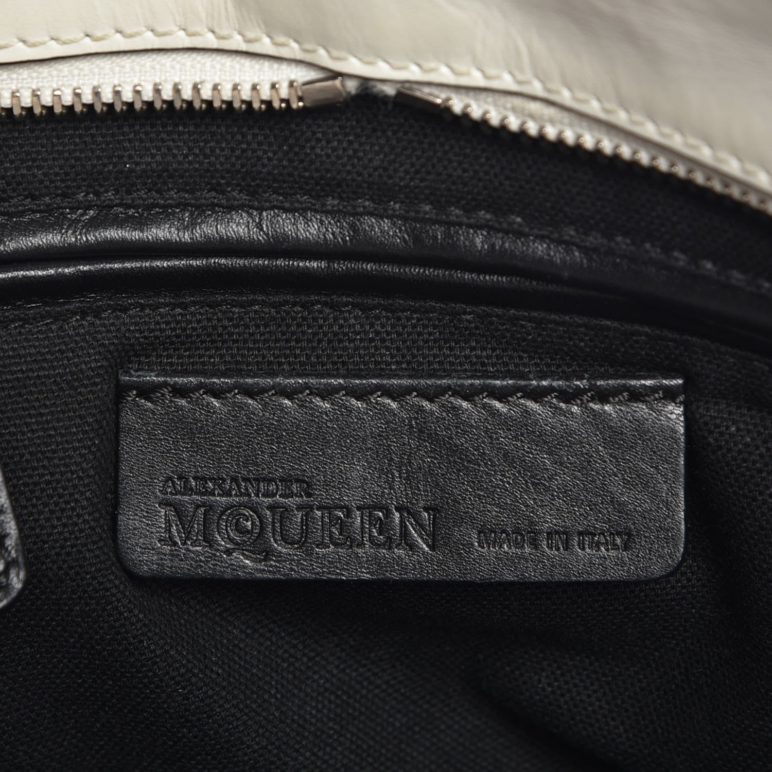 Alexander McQueen Calfskin Studded Small Padlock Tote Black White 6 of 9