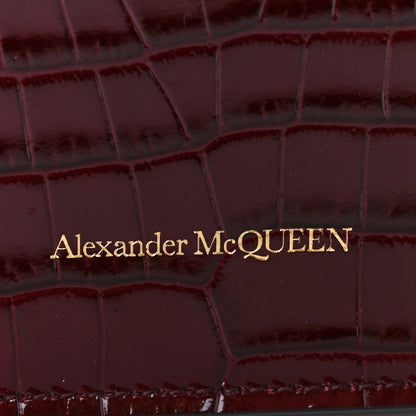 Alexander McQueen Calfskin Crocodile Embossed Skull Top Handle Bag Madder 7 of 11
