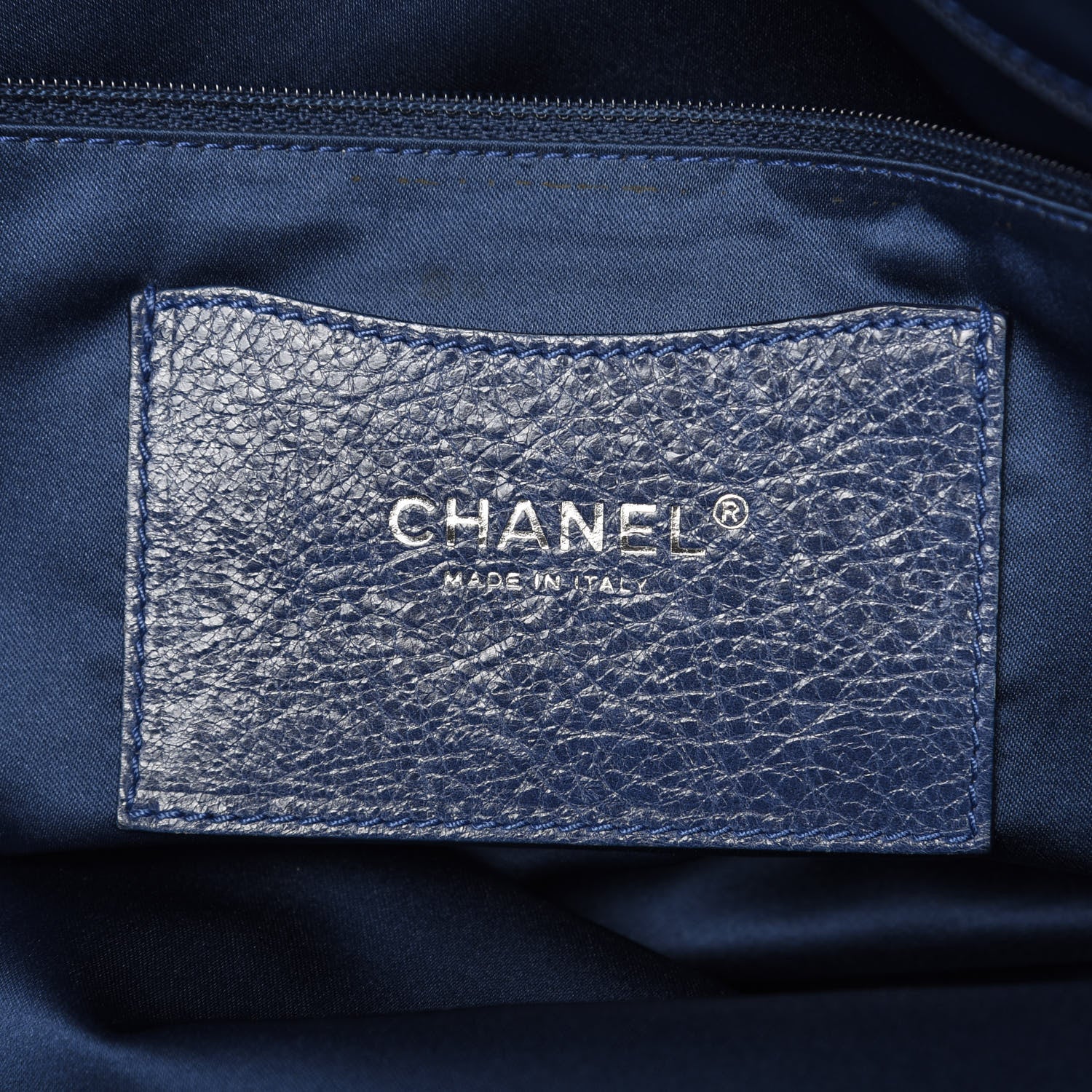 Chanel Glazed Calfskin Large On The Road Tote Dark Blue 7 of 12