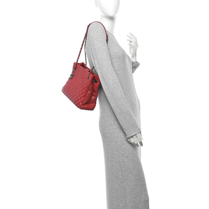 Chanel Iridescent Calfskin Small New Bubble Quilt Tote Red 2 of 10