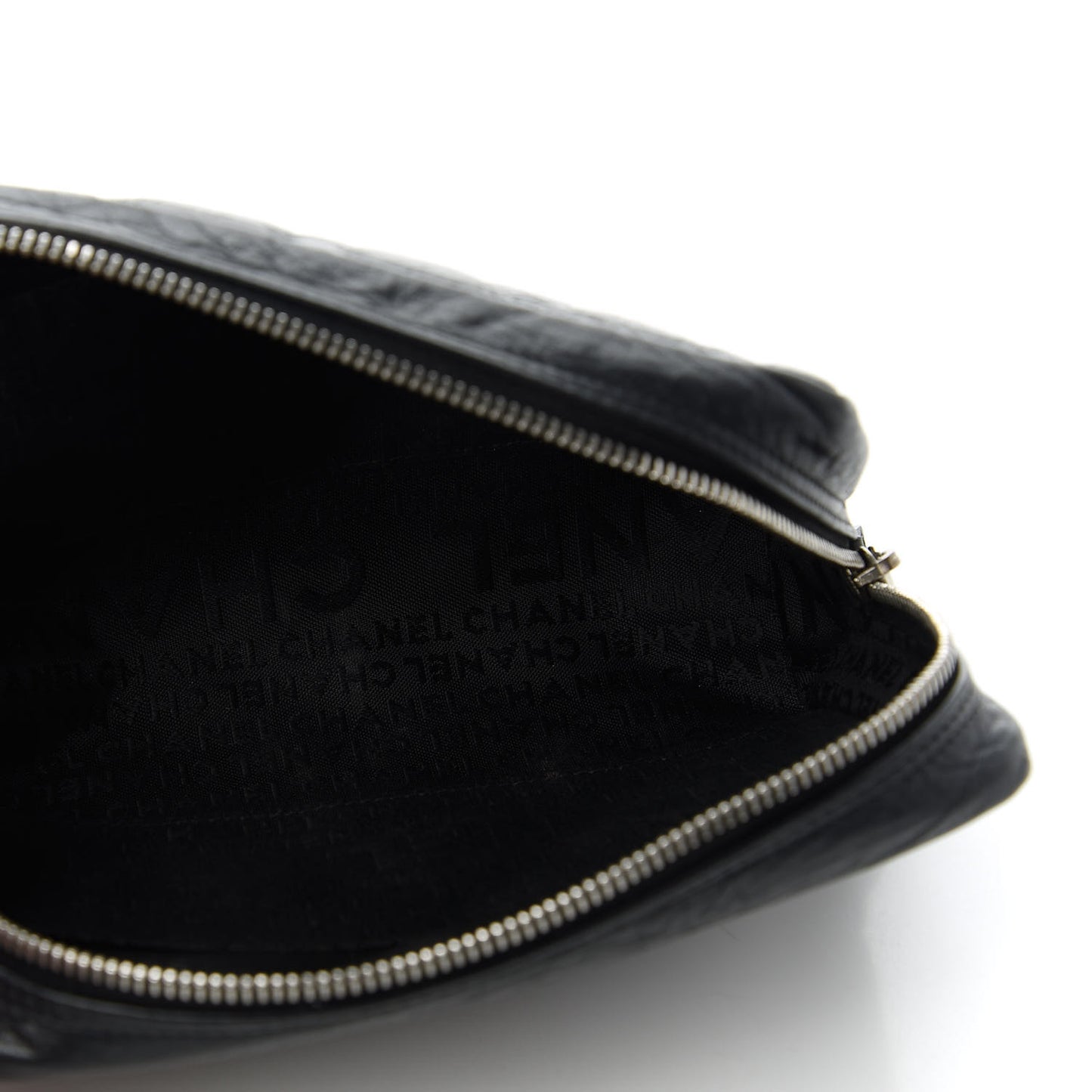 Aged Calfskin Quilted Cambon Cosmetic Case Black