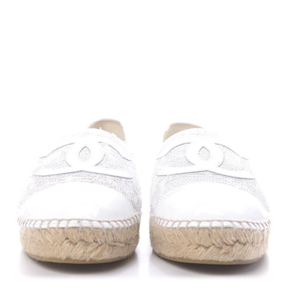Chanel Patent Sequin CC Espadrilles 42 White 2 of 12