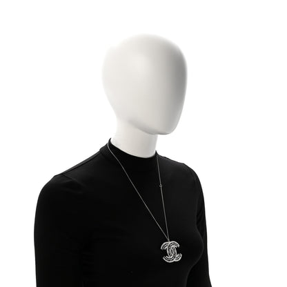 Chanel Baguette Crystal Large CC Necklace Silver Black 2 of 6