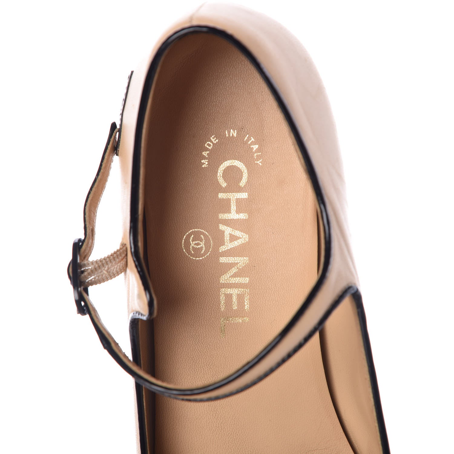 Chanel Lambskin Cap Toe Flats 38 Beige Black 5 of 11