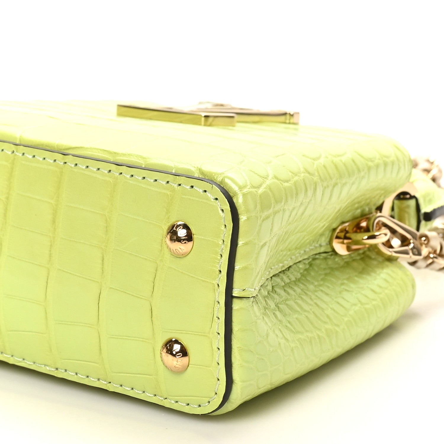 Louis Vuitton Iridescent Alligator Nano Capucines Lime 1795669