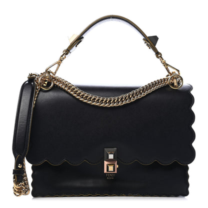 Fendi Vitello Liberty Scalloped Studded Kan I Shoulder Bag Black 1 of 9