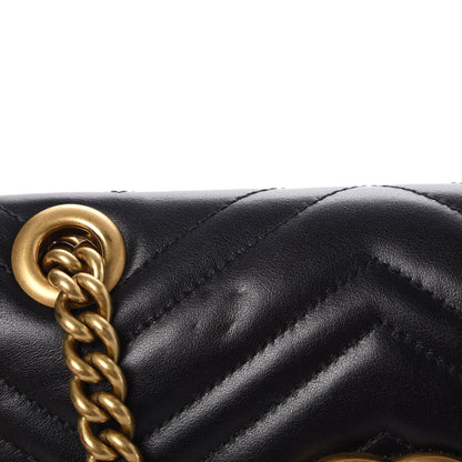 Gucci Calfskin Matelasse Mini GG Marmont Shoulder Bag Black 8 of 11