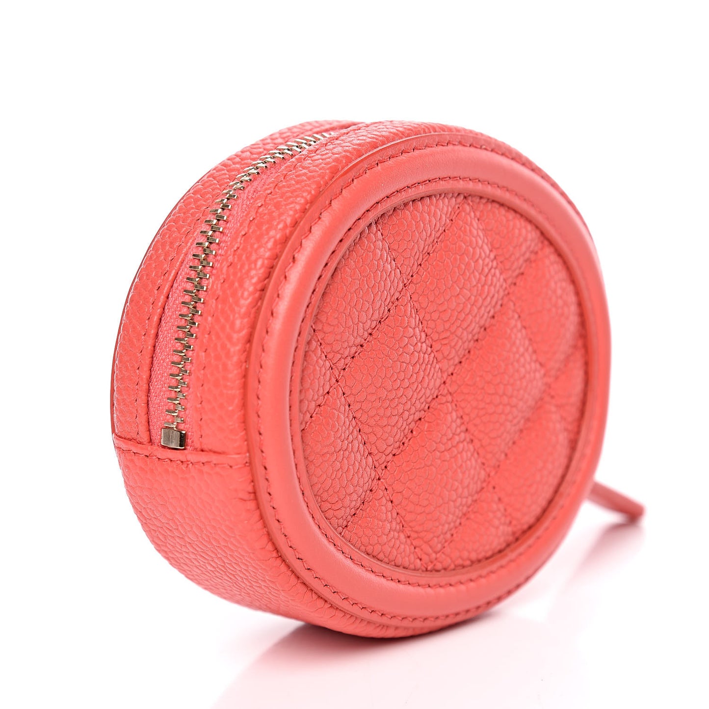Caviar Quilted Filigree Zip Around Classic Coin Purse Red