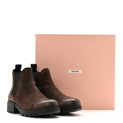 Miu Miu Suede Chelsea Boots 37.5 Dark Brown 14 of 14