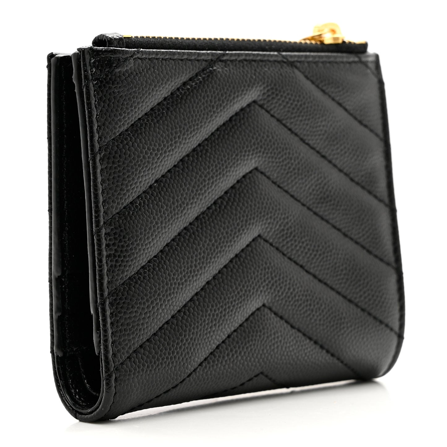 Grain De Poudre Matelasse Chevron Monogram Zipped Card Case Black