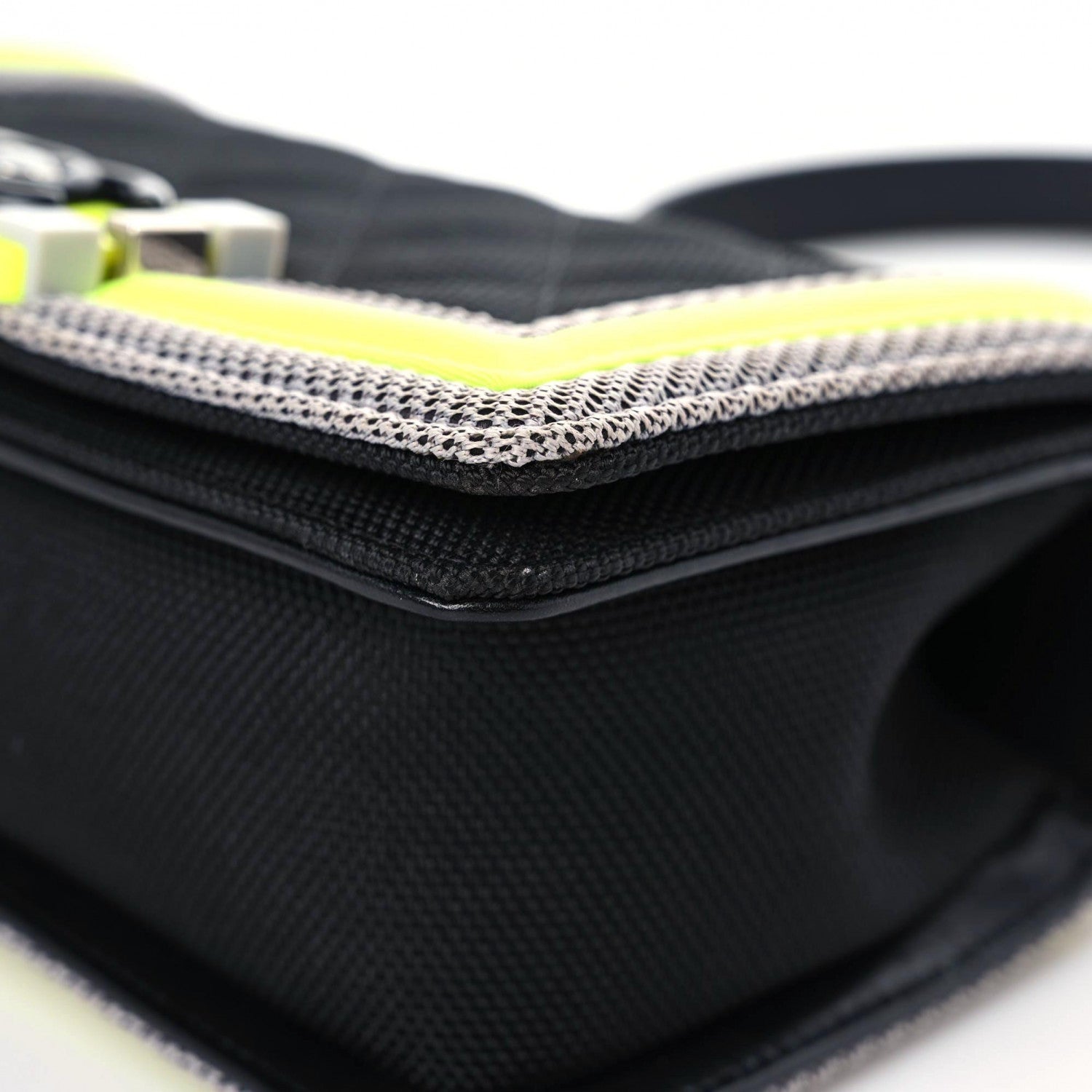 Chanel Canvas Quilted Small Fluo Boy Flap Black Grey Yellow 6 of 18