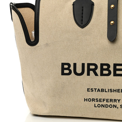 Burberry Cotton Soft Canvas Calfskin Medium Belt Tote Natural Black 9 of 9