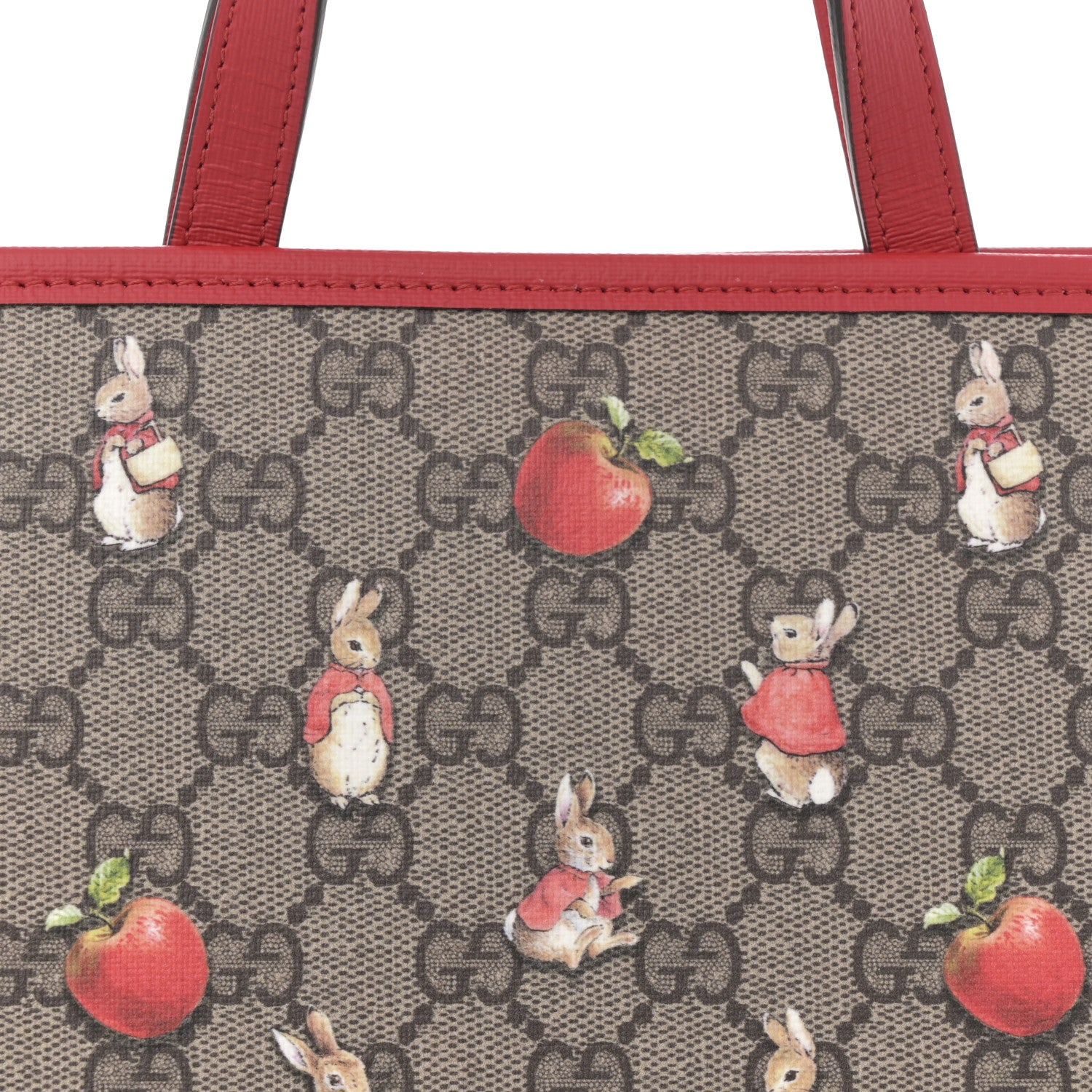 Gucci X Peter Rabbit GG Supreme Monogram Rabbit Apple Childrens Tote Beige Ebony Multicolor Bright Hibiscus 7 of 9