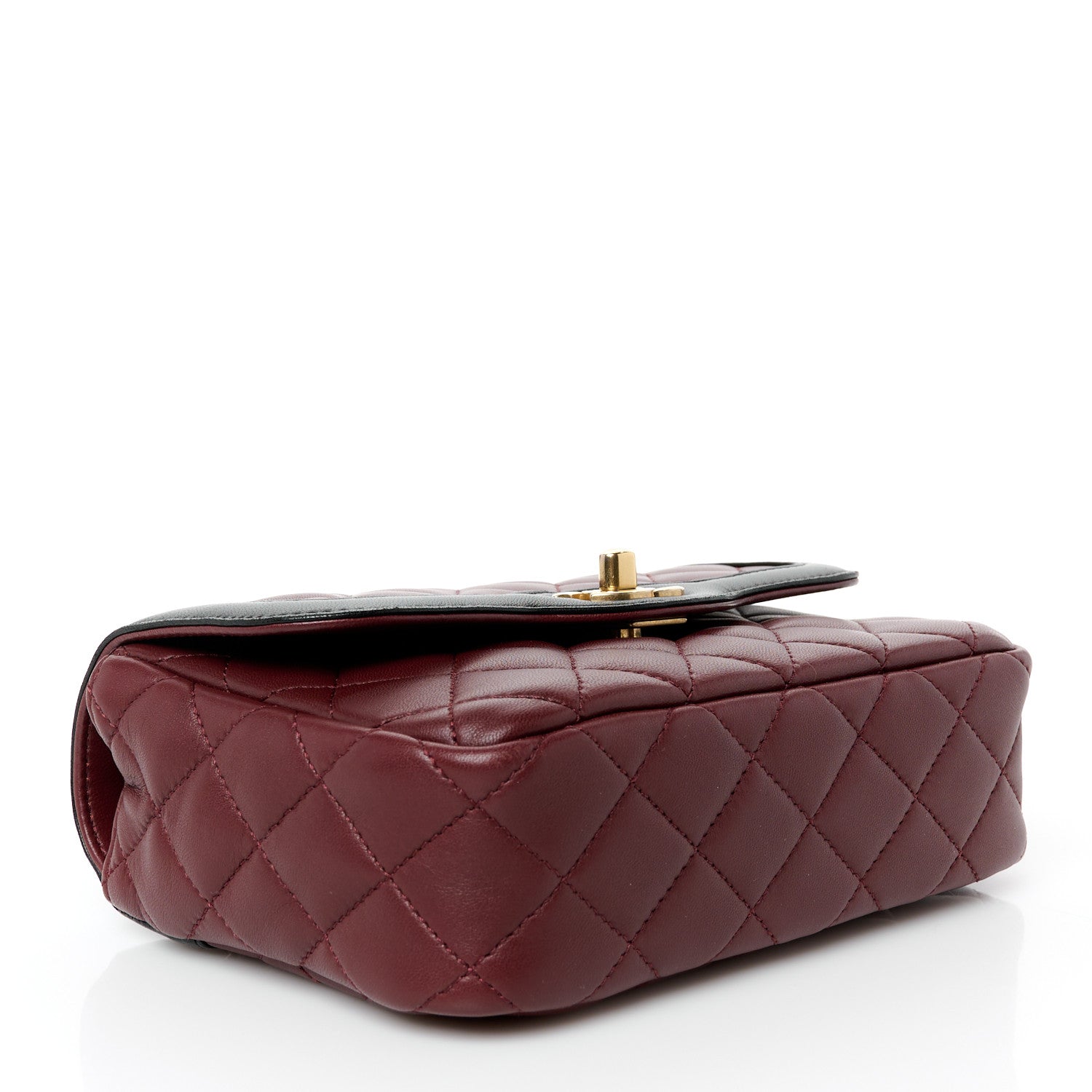 Chanel Lambskin Quilted Mini Two Tone Day Flap Burgundy 4 of 11