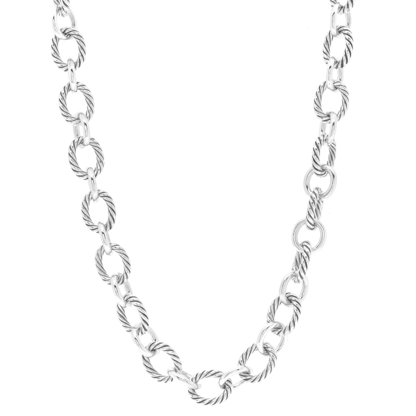 Sterling Silver 12mm Oval Link Necklace