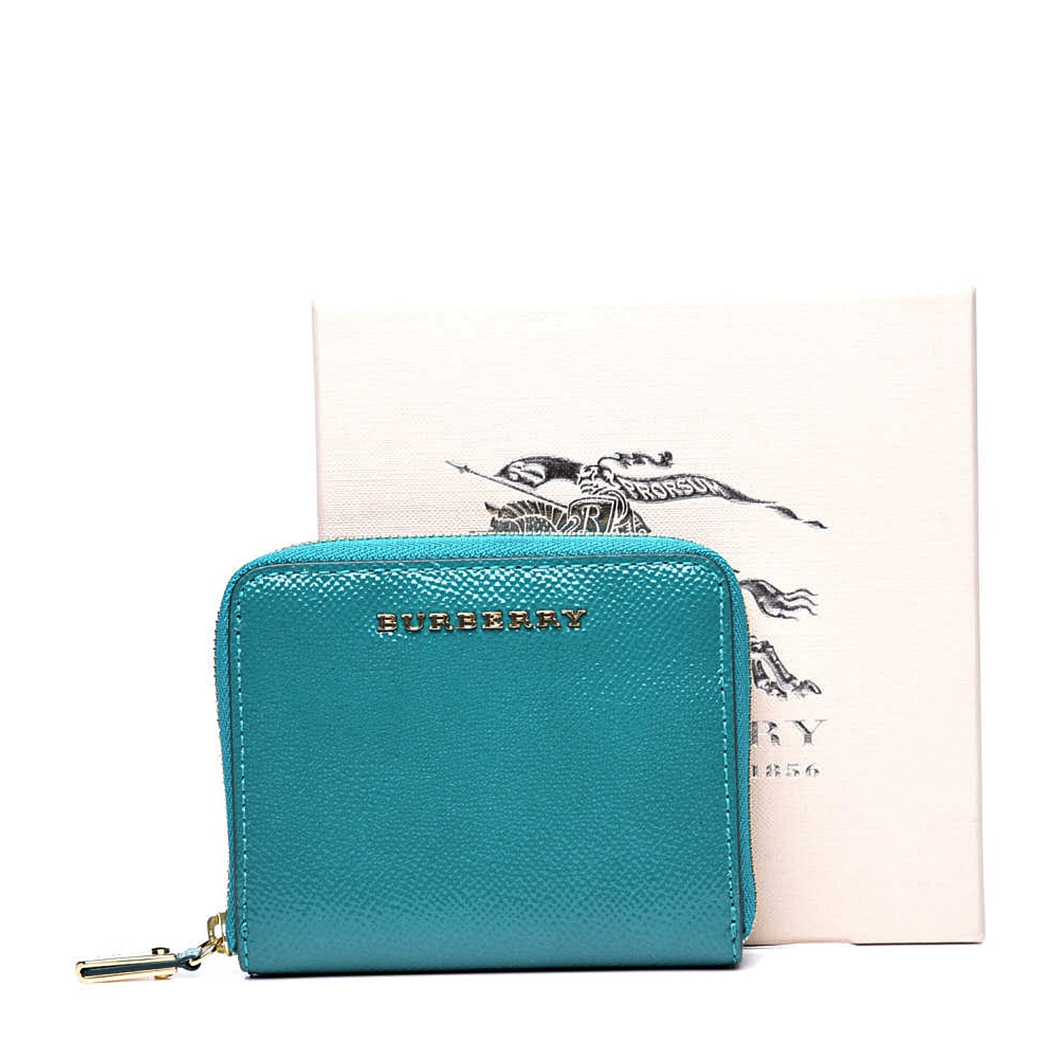 Burberry Patent London Compact Zip Around Wallet Aqua Green 10 of 10