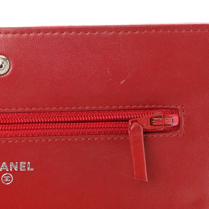 Chanel Lambskin Camellia Embossed Wallet On Chain WOC Red 12 of 13