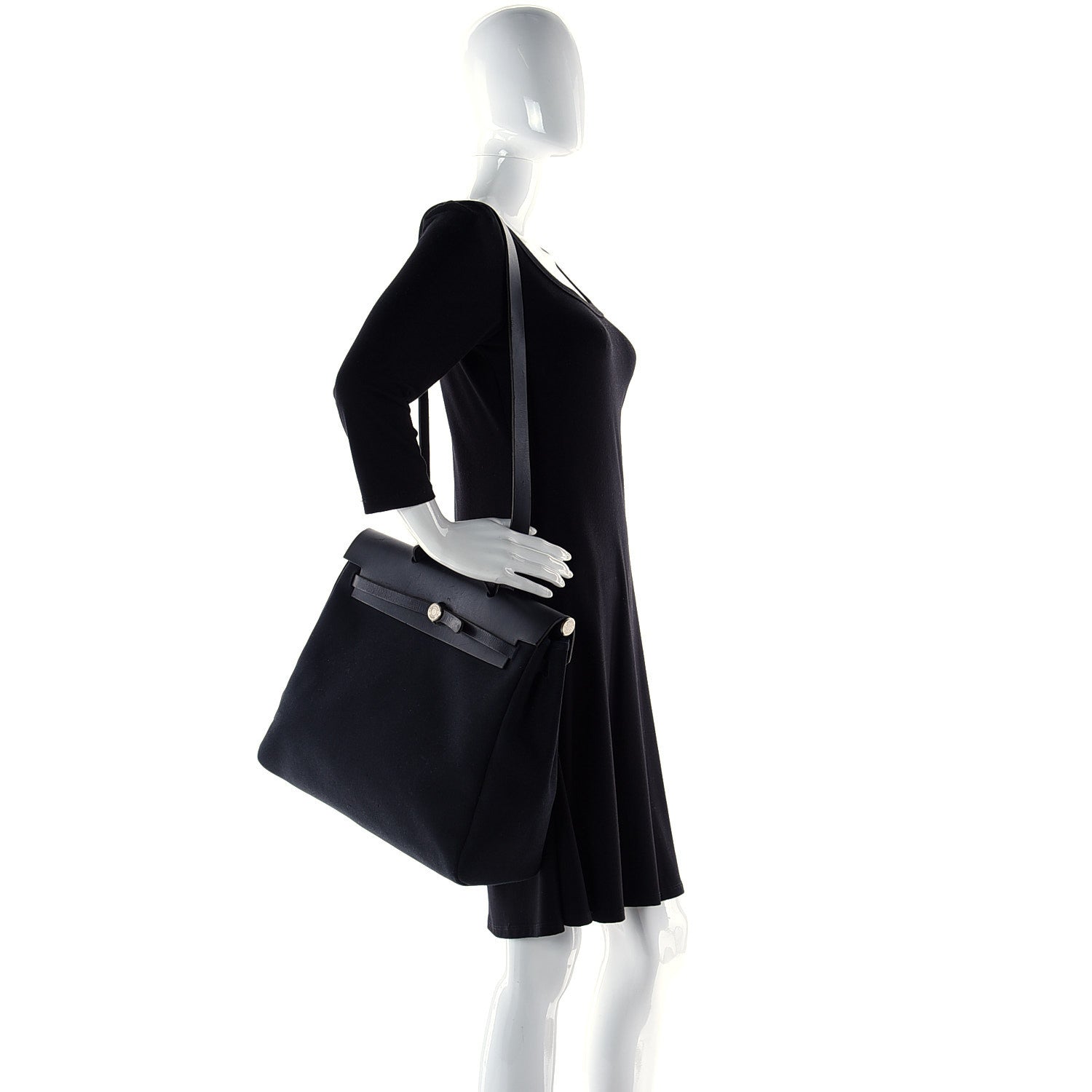 Hermes Toile Vache Calfskin Herbag 39 MM Black 2 of 19