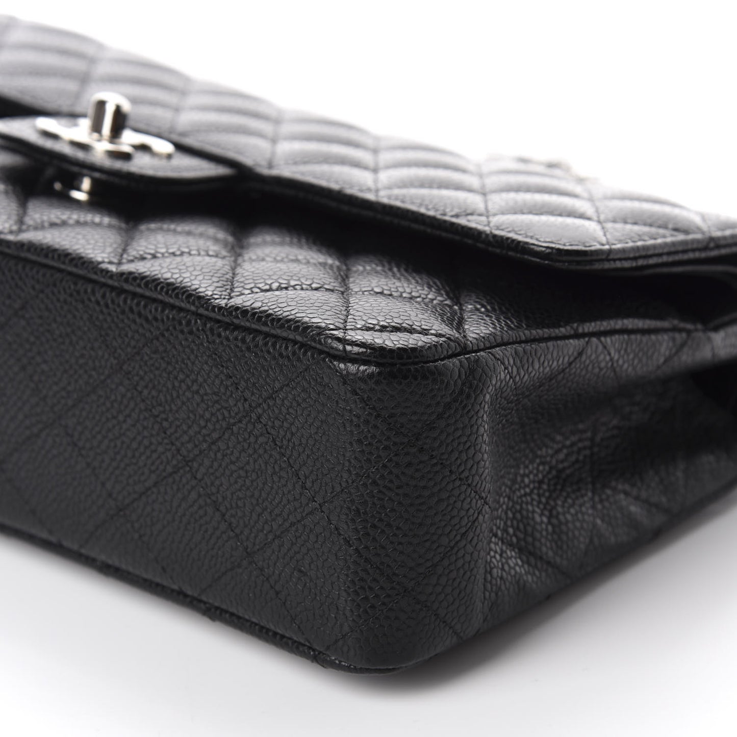 Caviar Quilted Medium Double Flap Black