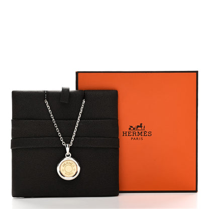 Hermes Sterling Silver 18K Yellow Gold Sellier Pendant Necklace 7 of 7